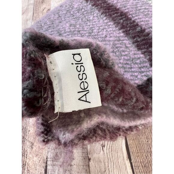 Aleissa Pink Soft Fringed Shawl Poncho Cape One Size Bohemian Clueless Plaid - Picture 7 of 8